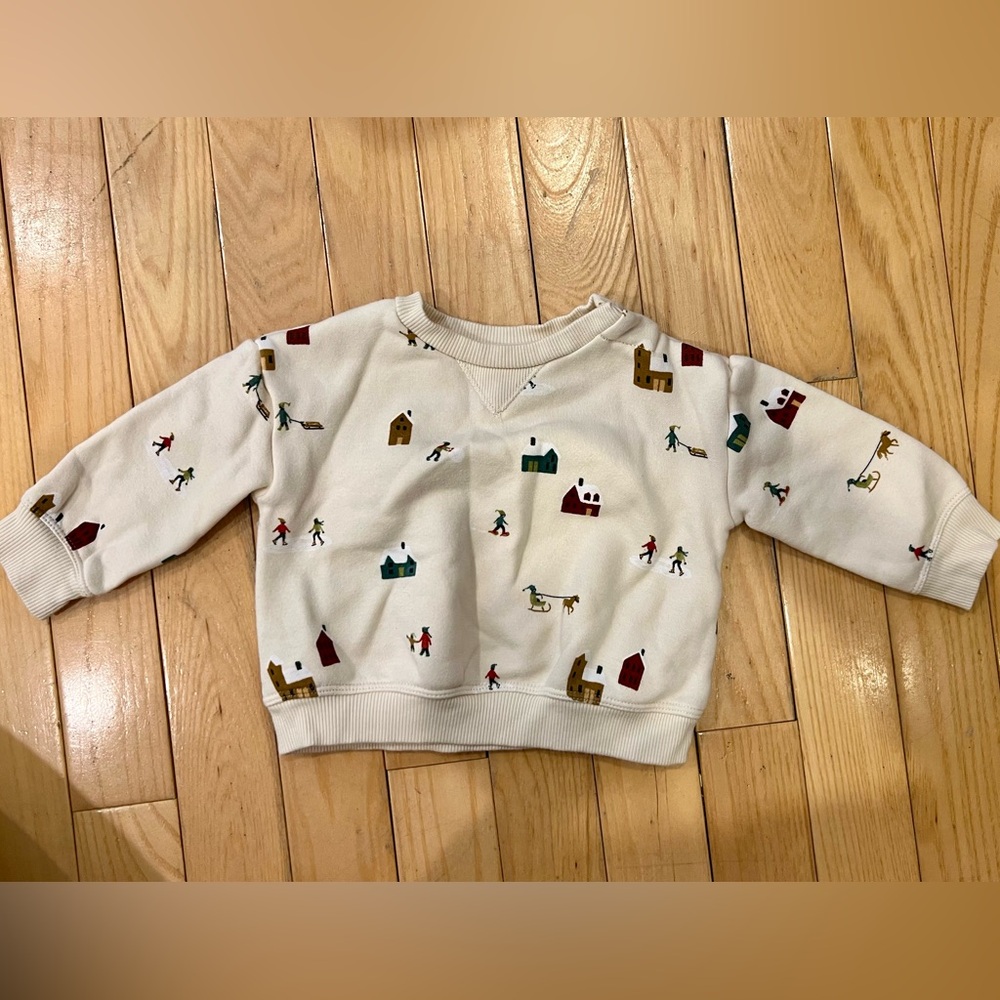 Cream Sweatshirt with Wintery Embroidery 6M